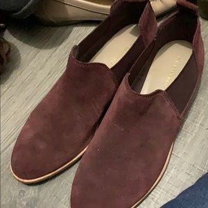 G.H. Bass Suede burgundy slip ons,7.5